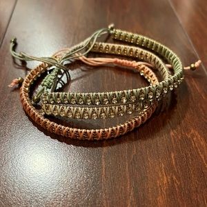 Adjustable rhinestone 3 piece bracelet